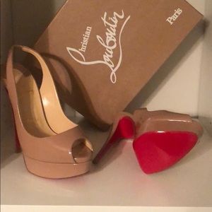 Never worn nude patent sling backs lady peep sling- patent calf size 38